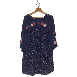 Umgee Navy Floral Tunic Dress SZ L